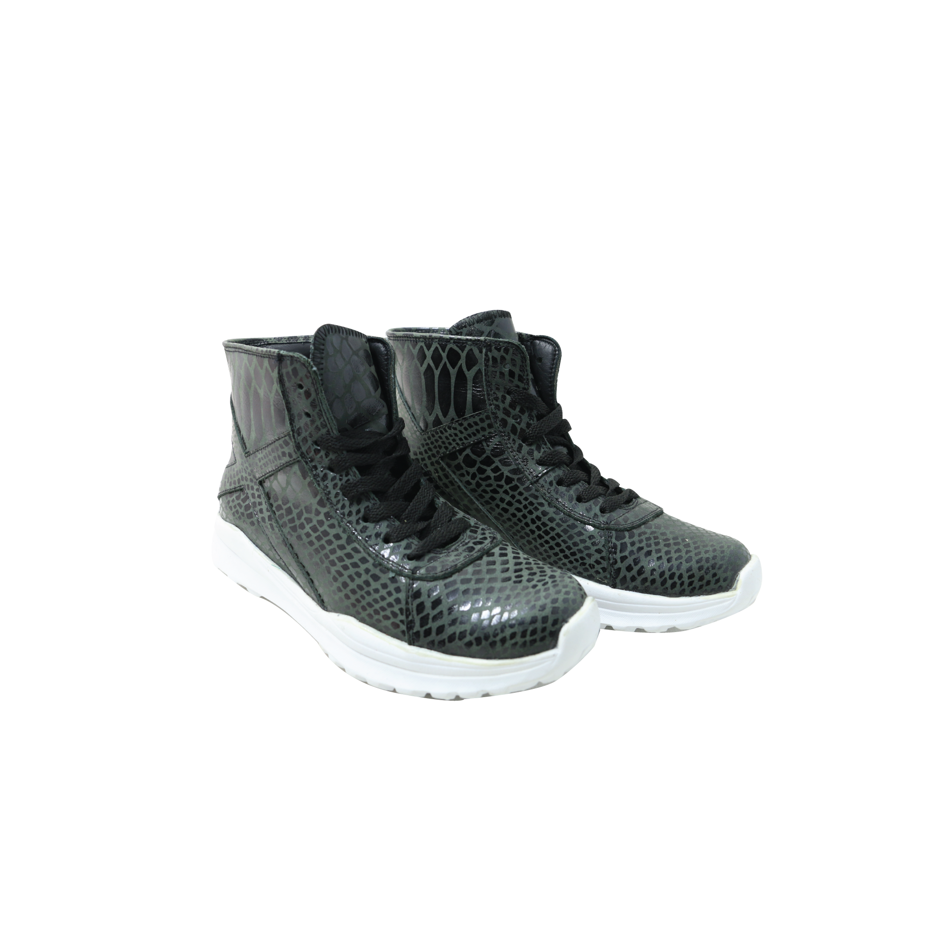 High Full Black Sneaker motif kulit ular Image